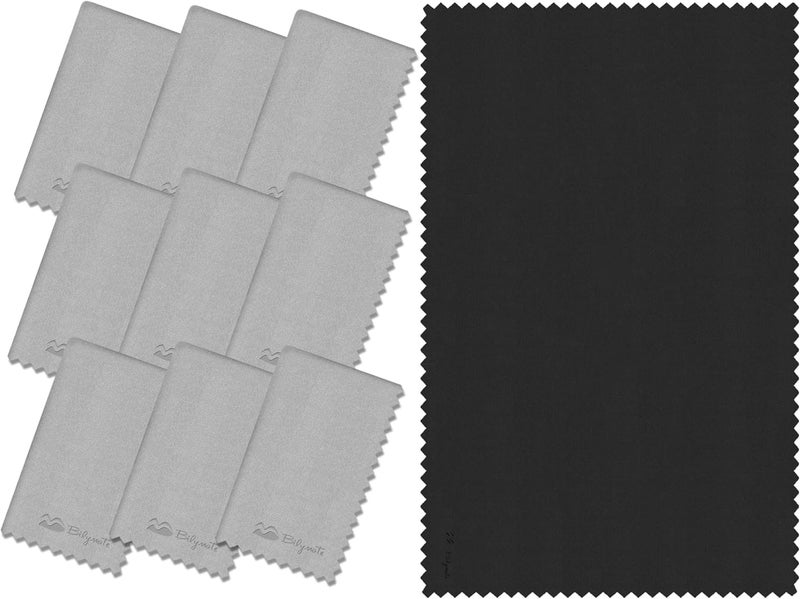Bilymate 10-Pack Multi-PurposeMicrofiber Cleaning Cloth Set - Ultra Soft Lens, Eyeglass, Screen, TV, Jewelry & Window Cleaner - 1 Large Black + 9 Grey - Image 1